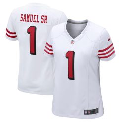 Alternative view of Deebo Samuel Sr. San Francisco 49ers White Color Rush Game Jersey - All Stitched