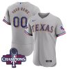 Custom Texas Rangers 2024 Gold Collection Grey Jersey - All Stitched