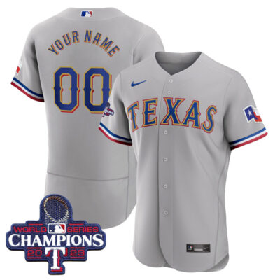 Custom Texas Rangers 2024 Gold Collection Grey Jersey - All Stitched