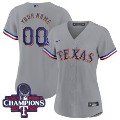 Alternative view of Custom Texas Rangers 2024 Gold Collection Grey Jersey - All Stitched