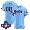 Texas Rangers 2024 Gold Collection Light Blue Custom Jersey - All Stitched