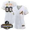 Women's Atlanta Braves 2023 "The A" City Connect Concept Custom Stitched Jersey - White Gold