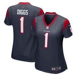 Alternative view of Stefon Diggs Houston Texans Navy Game Jersey - All Stitched
