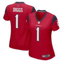 Alternative view of Stefon Diggs Houston Texans Red Game Jersey - All Stitched