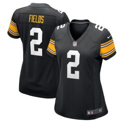 Alternative view of Justin Fields Pittsburgh Steelers Alternate Black Game Jersey - All Stitched