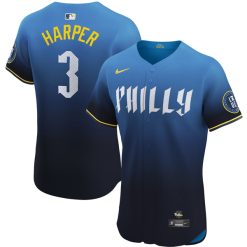 Bryce Harper Philadelphia Phillies 2024 Blue City Connect "Philly" Jersey - All Stitched