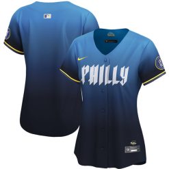 Women's Philadelphia Phillies 2024 Blue City Connect "Philly" Team Jersey - All Stitched