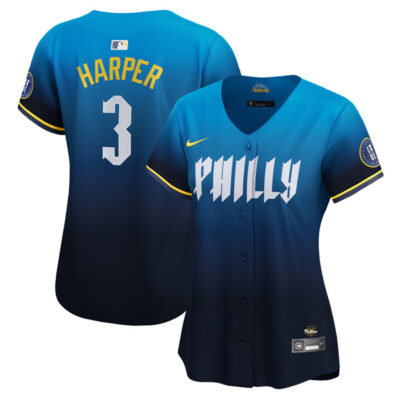 Women's Bryce Harper Philadelphia Phillies 2024 Blue City Connect "Philly" Jersey - All Stitched