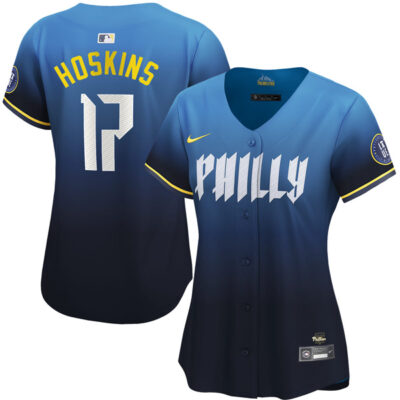 Women's Rhys Hoskins Philadelphia Phillies 2024 Blue City Connect "Philly" Jersey - All Stitched