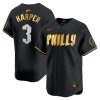 Bryce Harper Philadelphia Phillies 2024 Black Gold City Connect "Philly" Limited Jersey - All Stitched