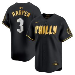 Bryce Harper Philadelphia Phillies 2024 Black Gold City Connect "Philly" Limited Jersey - All Stitched