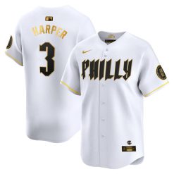 Bryce Harper Philadelphia Phillies 2024 White Gold City Connect "Philly" Limited Jersey - All Stitched