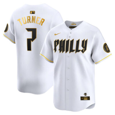 Trea Turner Philadelphia Phillies 2024 White Gold City Connect "Philly" Limited Jersey - All Stitched