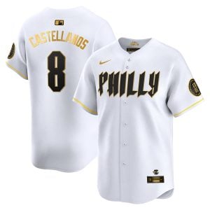Nick Castellanos Philadelphia Phillies 2024 White Gold City Connect "Philly" Limited Jersey - All Stitched