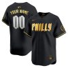 Custom Philadelphia Phillies 2024 Black Gold City Connect "Philly" Limited Jersey - All Stitched