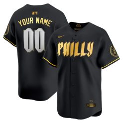 Custom Philadelphia Phillies 2024 Black Gold City Connect "Philly" Limited Jersey - All Stitched