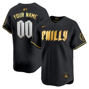 Custom Philadelphia Phillies 2024 Black Gold City Connect "Philly" Limited Jersey - All Stitched