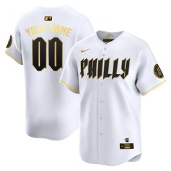 Custom Philadelphia Phillies 2024 White Gold City Connect "Philly" Limited Jersey - All Stitched