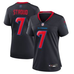 Alternative view of CJ Stroud Houston Texans 2nd Navy Game Jersey - All Stitched