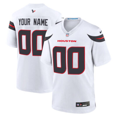 Custom Houston Texans White Game Jersey - All Stitched