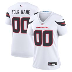 Alternative view of Custom Houston Texans White Game Jersey - All Stitched