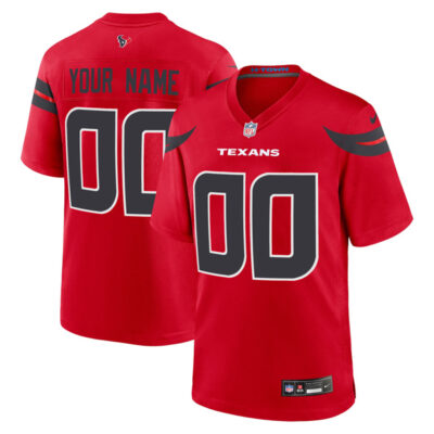 Custom Houston Texans Red Game Jersey - All Stitched