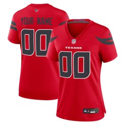 Alternative view of Custom Houston Texans Red Game Jersey - All Stitched