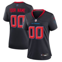 Alternative view of Custom Houston Texans 2nd Navy Game Jersey - All Stitched