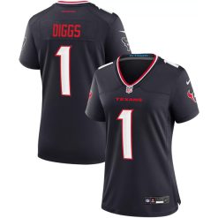 Alternative view of Stefon Diggs Houston Texans Navy Game Jersey - All Stitched