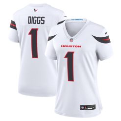 Alternative view of Stefon Diggs Houston Texans White Game Jersey - All Stitched