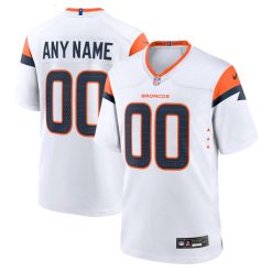 Custom Denver Broncos White Away Game Jersey - All Stitched