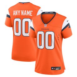 Alternative view of Custom Denver Broncos Orange Home Game Jersey - All Stitched
