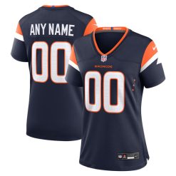 Alternative view of Custom Denver Broncos Navy Alternate Game Jersey - All Stitched