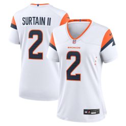 Alternative view of Patrick Surtain II Denver Broncos White Game Jersey - All Stitched
