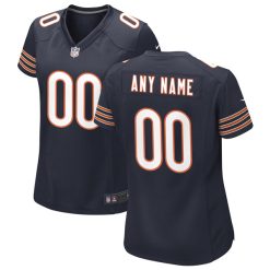 Alternative view of Custom Chicago Bears Navy Home Game Jersey - All Stitched