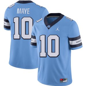 Drake Maye UNC College Football Alternate Carolina Blue Game Jersey - All Stitched