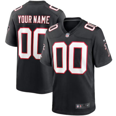 Custom Atlanta Falcons Throwback Black Game Jersey - All Stitched