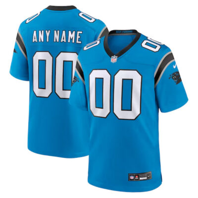 Custom Carolina Panthers Blue Game Jersey - All Stitched