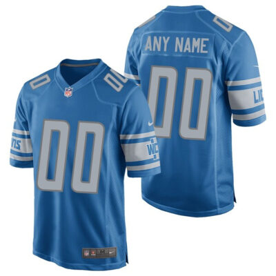 Custom Detroit Lions Home Game Jersey Blue - All Stitched