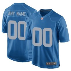 Custom Detroit Lions Home Game Jersey Blue - All Stitched