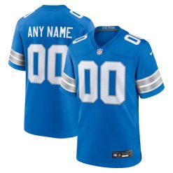 Custom Detroit Lions Blue Home Game Jersey - All Stitched