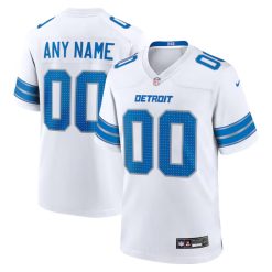 Custom Detroit Lions White Away Game Jersey - All Stitched