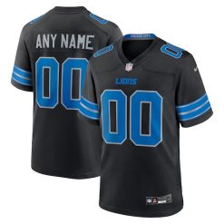 Custom Detroit Lions Black Alternate Game Jersey - All Stitched