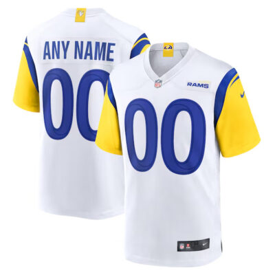 Custom Los Angeles Rams White Away Game Jersey - All Stitched