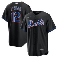 Francisco Lindor New York Mets Black Jersey - All Stitched