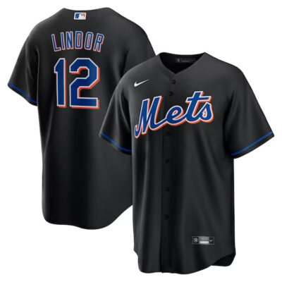 Francisco Lindor New York Mets Black Jersey - All Stitched