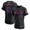 Francisco Lindor New York Mets Black Elite Jersey - All Stitched