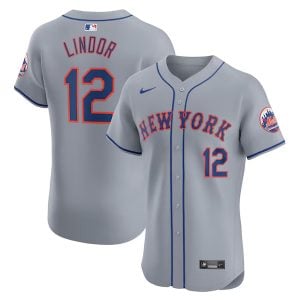 Francisco Lindor New York Mets Gray Elite Jersey - All Stitched