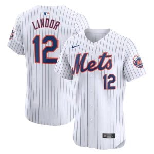 Francisco Lindor New York Mets White Elite Jersey - All Stitched