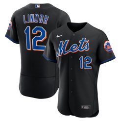 Francisco Lindor New York Mets Black Alternate Jersey - All Stitched